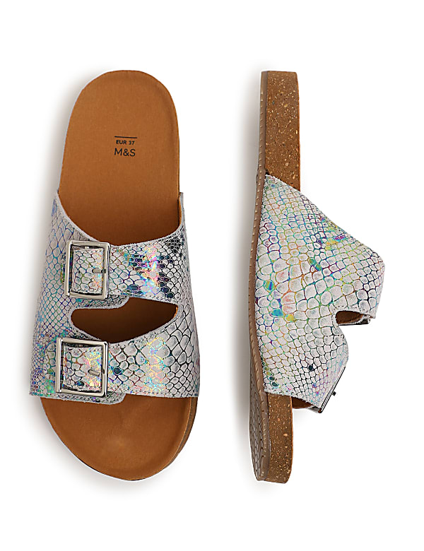 Pure Leather Slip On Textured Sandals