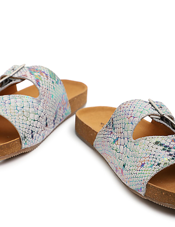 Pure Leather Slip On Textured Sandals