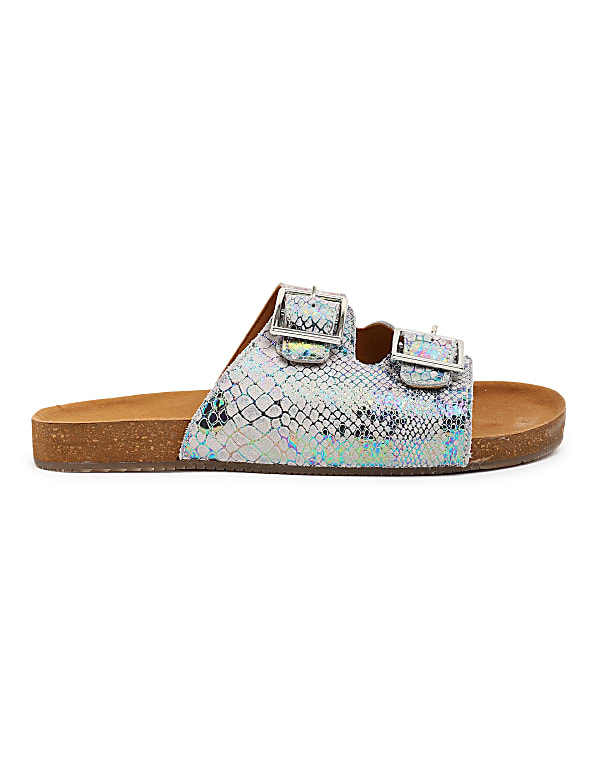 Pure Leather Slip On Textured Sandals