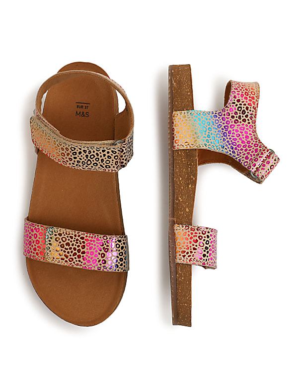 Pure Leather Velcro Printed Sandals