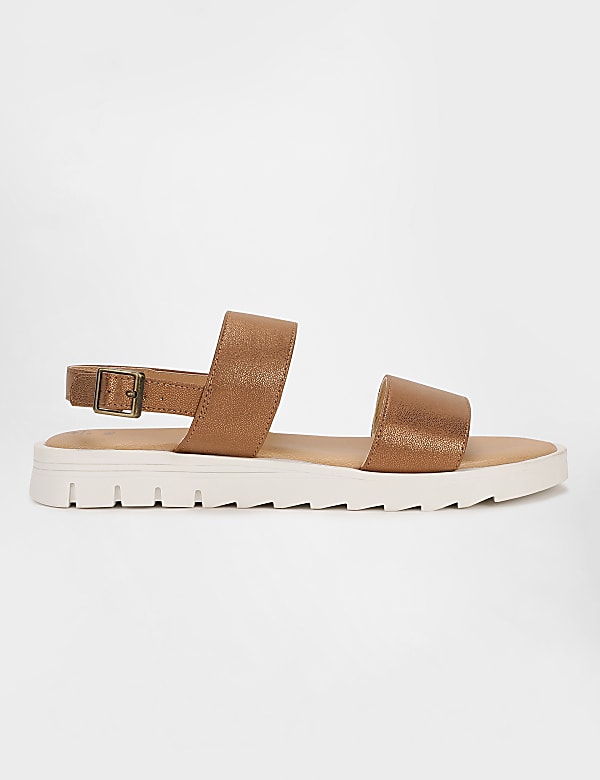 Girls Plain Buckle Flat Sandals