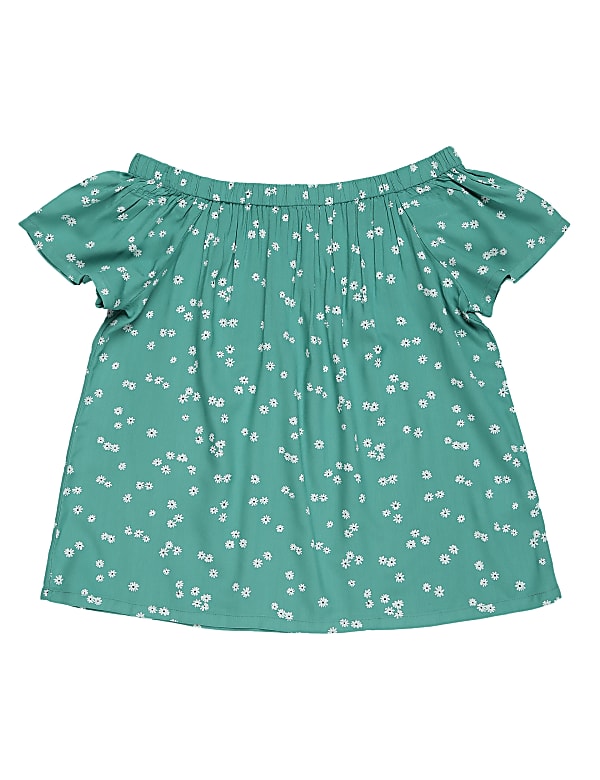 Pure Viscose Printed Off Shoulder Top
