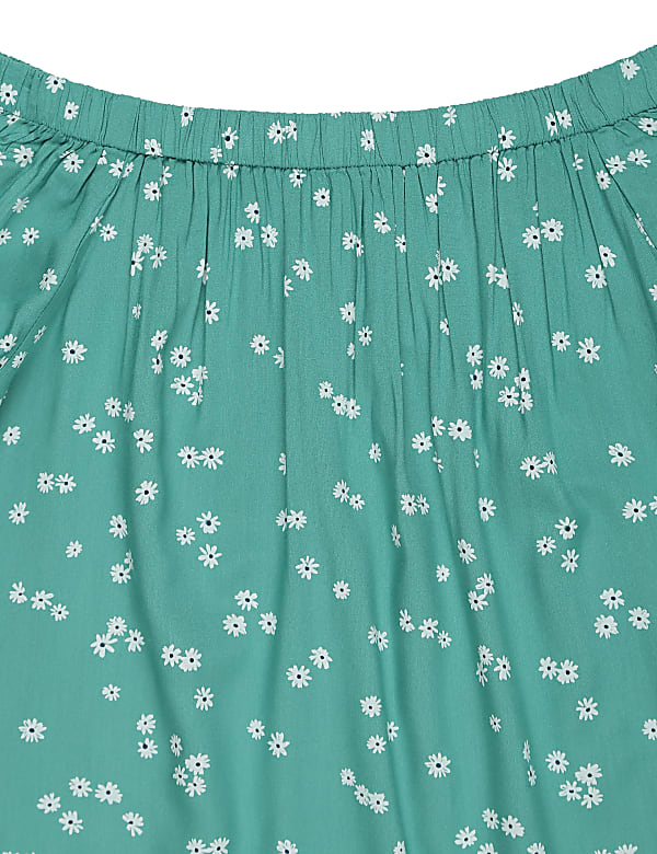 Pure Viscose Printed Off Shoulder Top