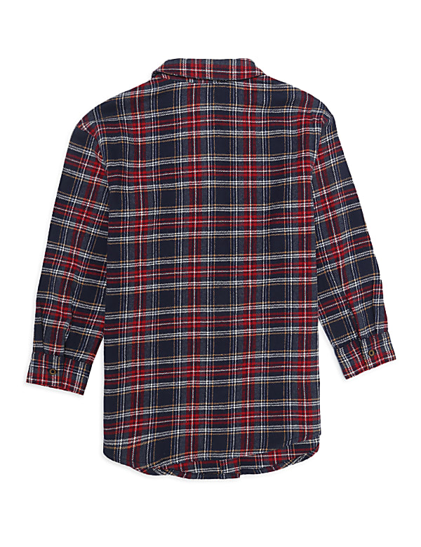 Pure Cotton Checked Spread Collar Shirt