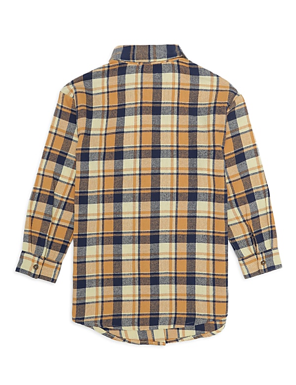 Pure Cotton Checked Spread Collar Shirt