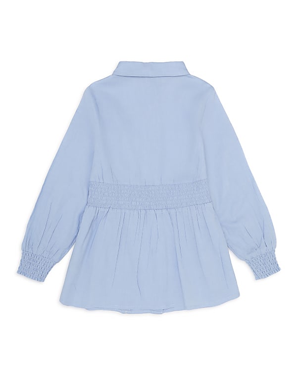 Pure Cotton Smocking Spread Collar Top