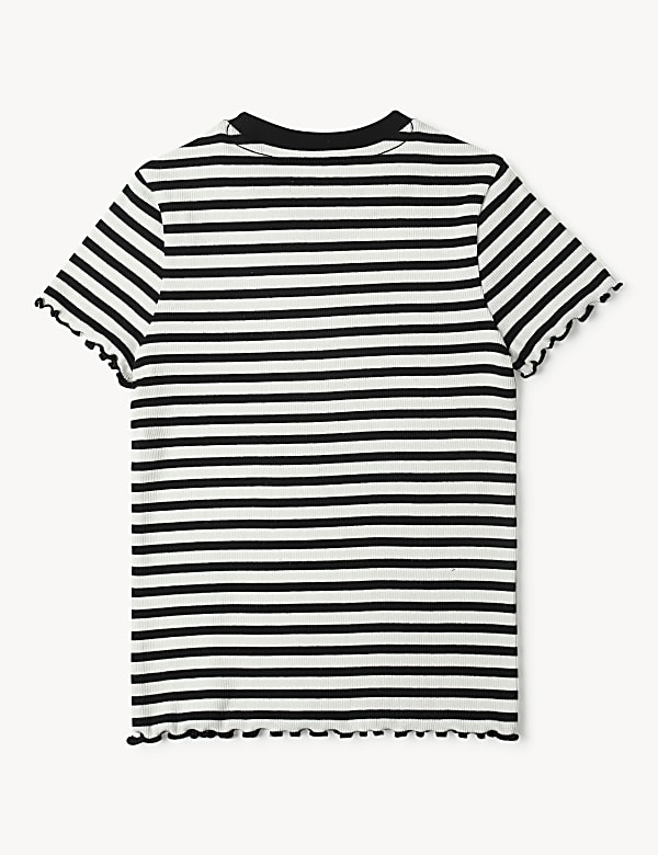 Cotton Mix Stripes Round Neck T-Shirt