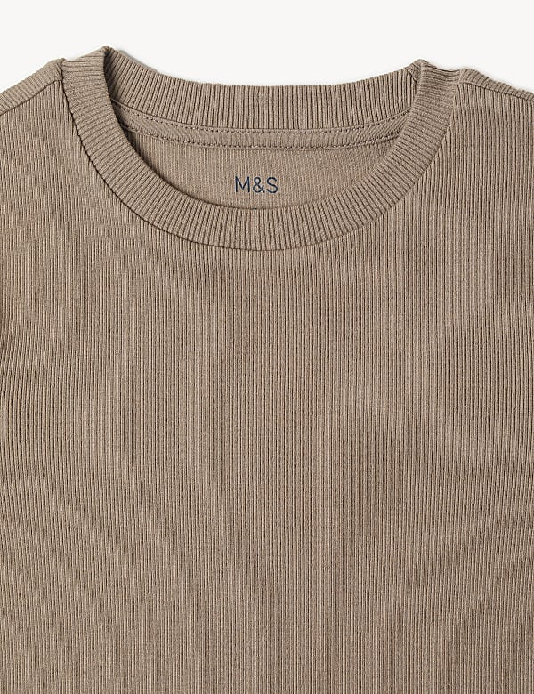 Cotton Mix Stripes Round Neck T-Shirt