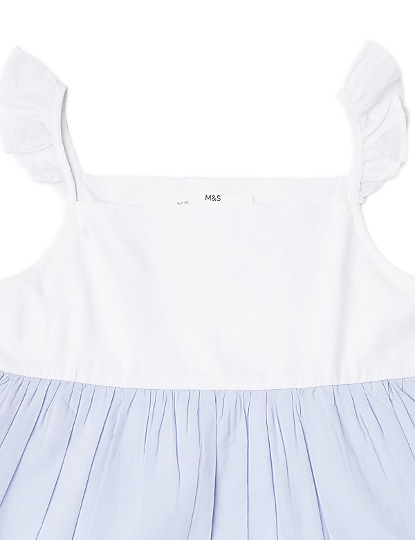 Pure Cotton Colorblock Square Neck Dress