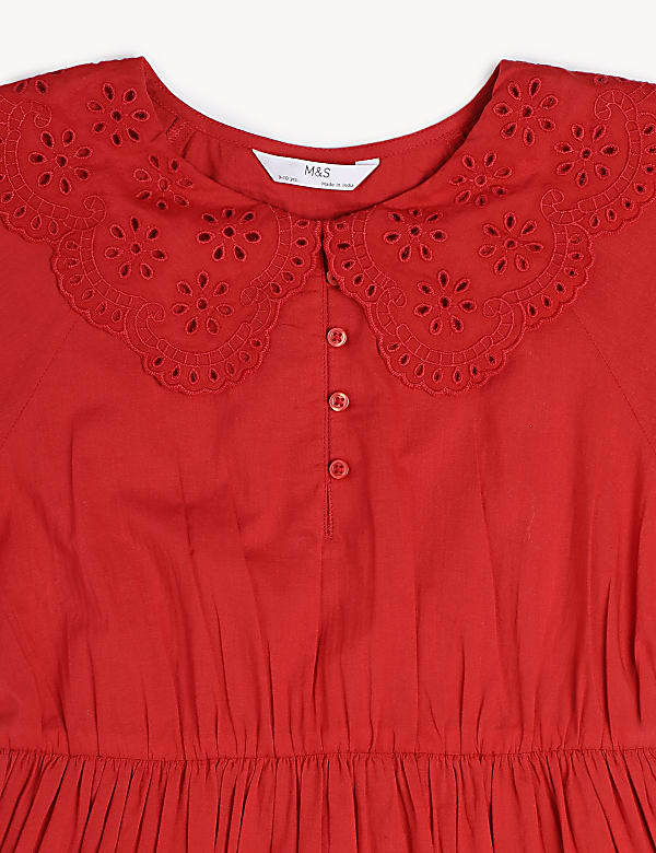 Pure Cotton Schiffli Peter Pan Collar Dress