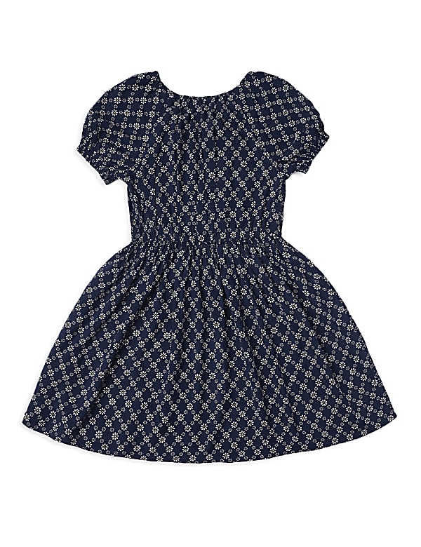 Pure Viscose Floral Round Neck Dress