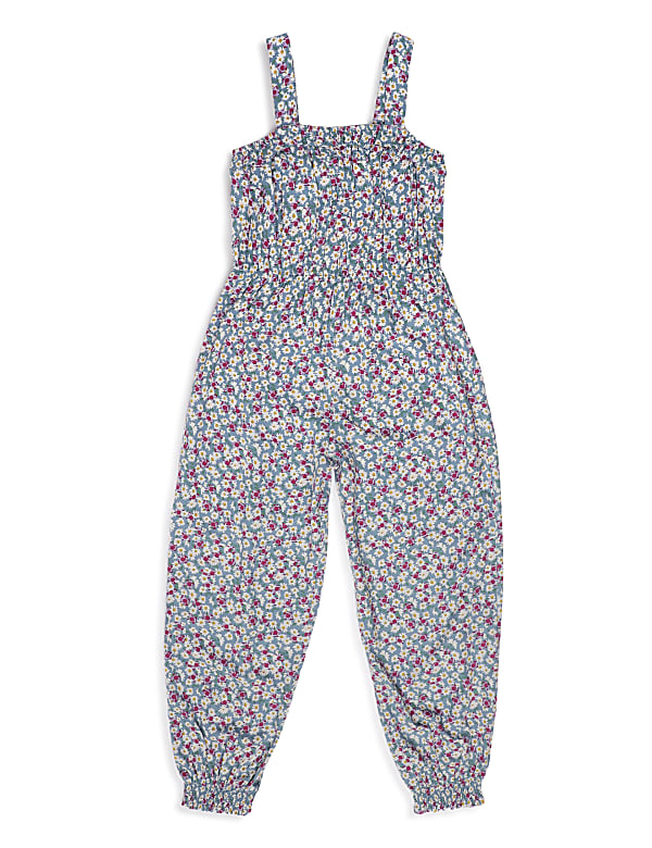 Pure Viscose Floral Square Neck Jumpsuit