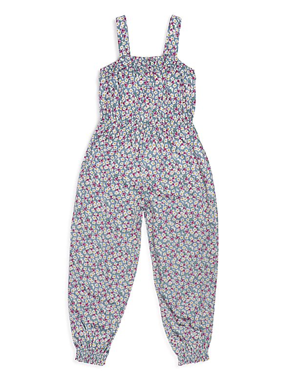 Pure Viscose Floral Square Neck Jumpsuit