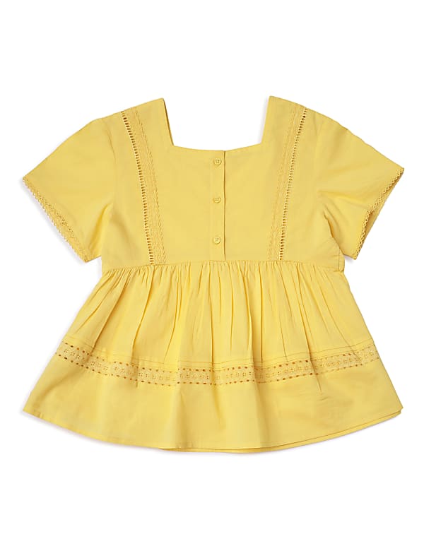 Pure Cotton Embroidered Square Neck Top