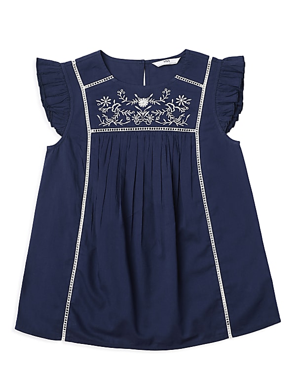 Pure Cotton Embroidered Round Neck Top