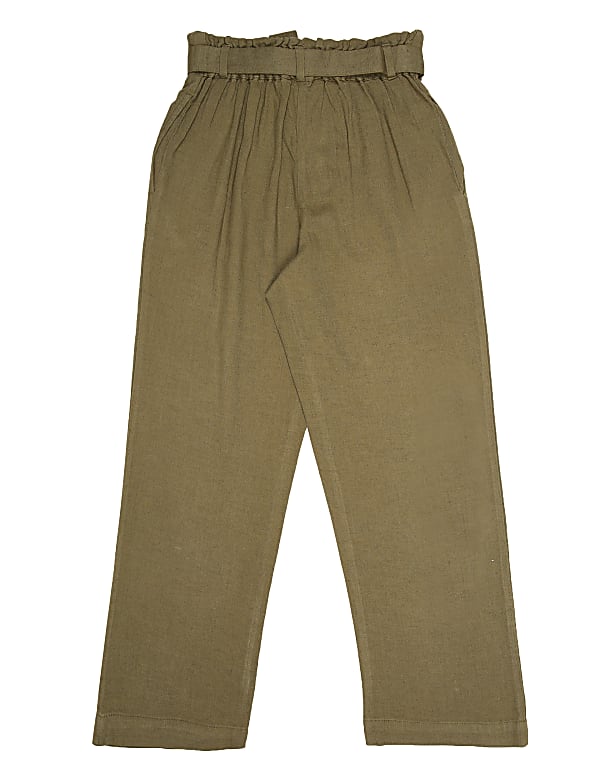 Linen Mix Belted Plain Trouser