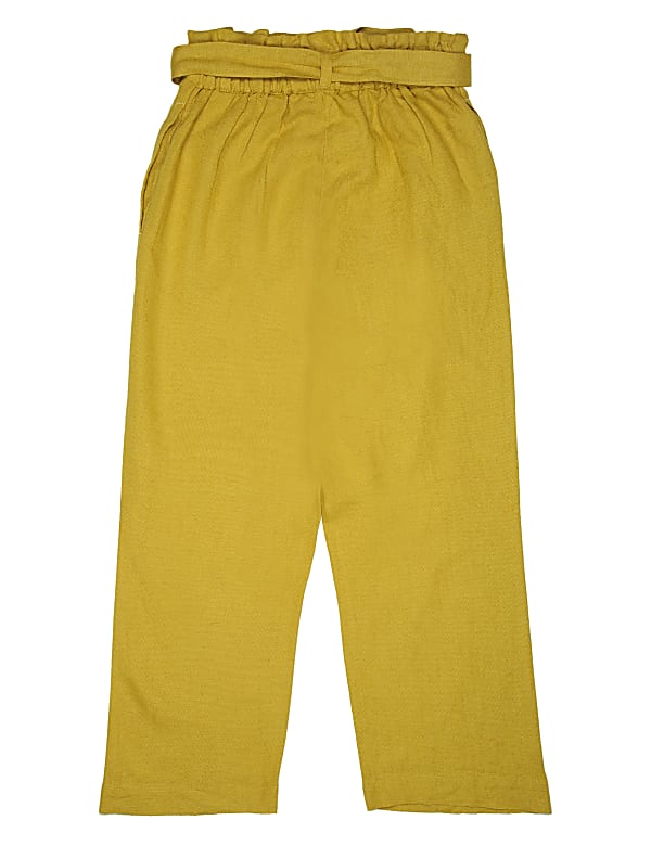 Linen Mix Belted Plain Trouser