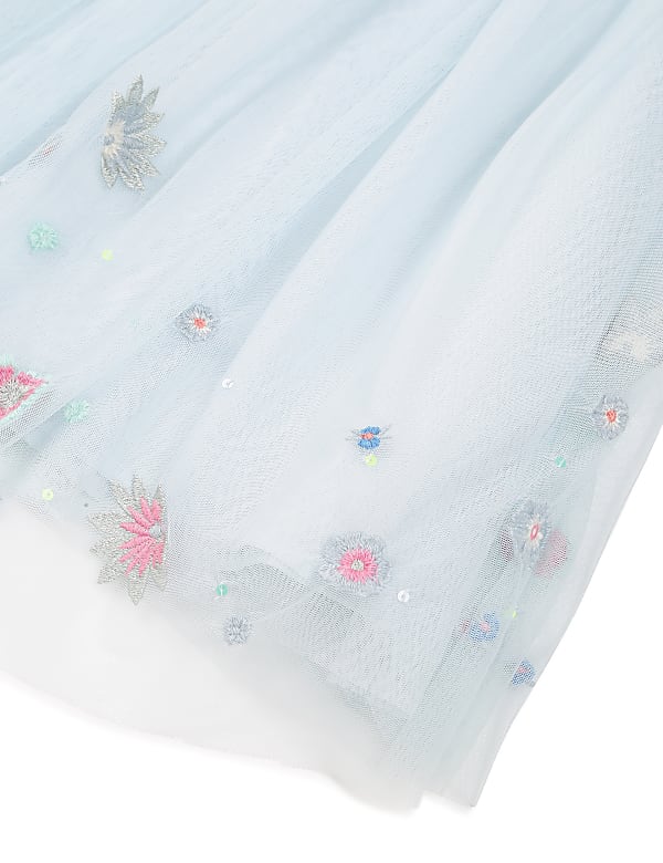 Pure Polyamide Embroidered Flared Skirt