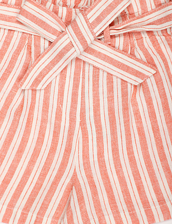 Flax Linen Mix Stripes Shorts