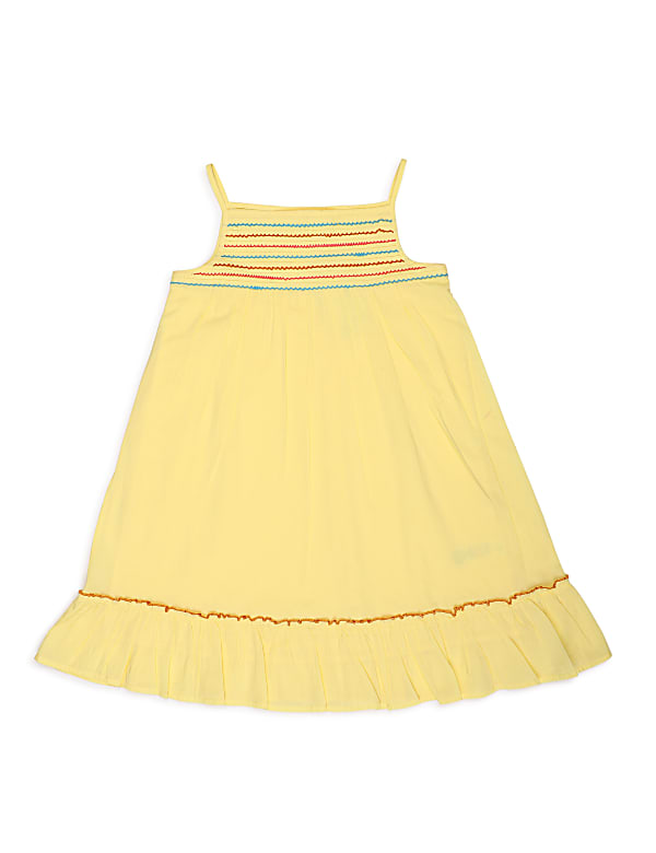 Pure Cotton Plain Shoulder Strap Dress