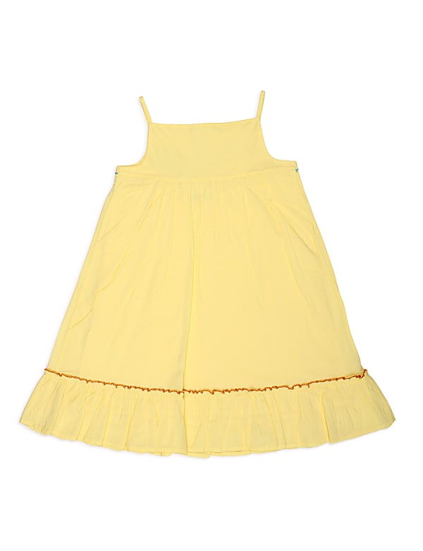 Pure Cotton Plain Shoulder Strap Dress