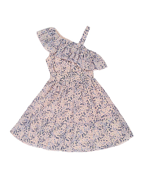 Floral Shoulder Straps Neck Dress
