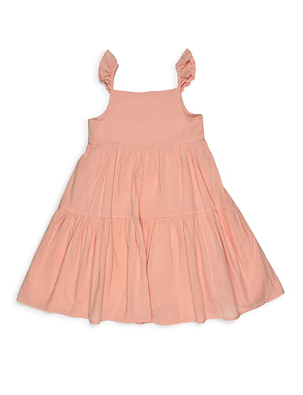 Pure Cotton Plain Square Neck Dress
