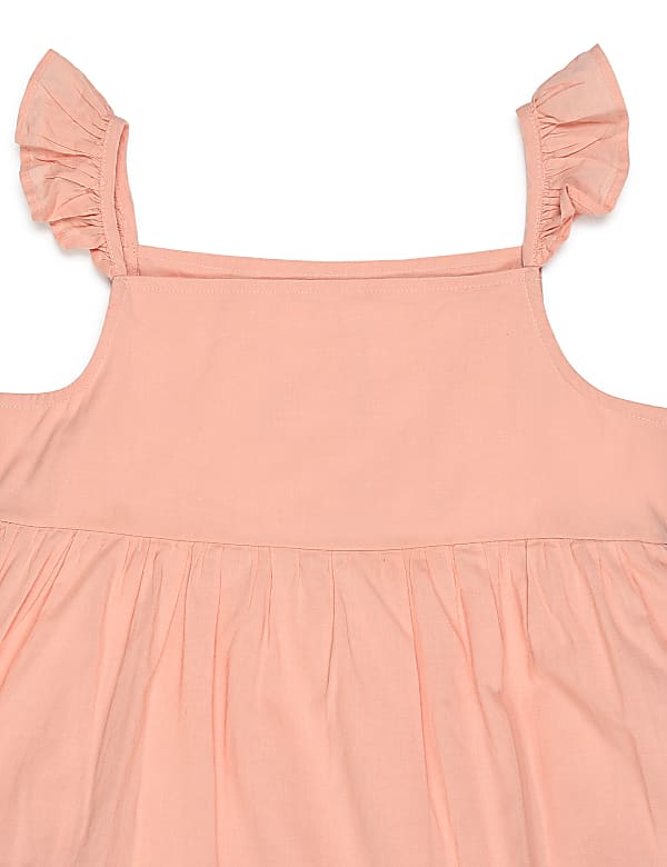 Pure Cotton Plain Square Neck Dress