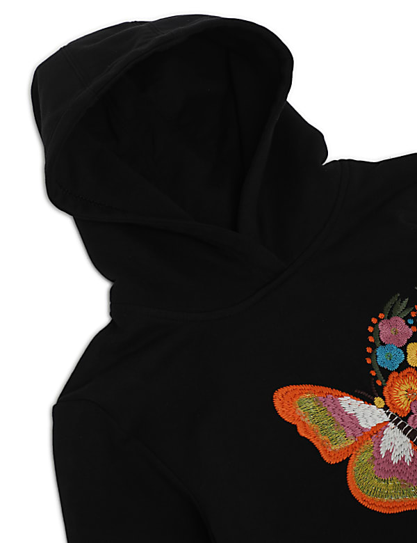 Cotton Mix Embroidered Hooded Dress