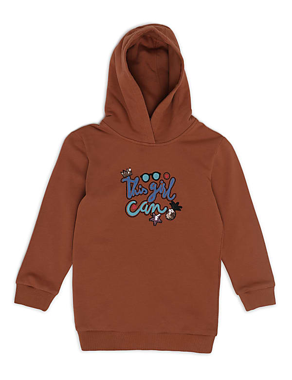 Cotton Mix Embroidered Hooded Dress