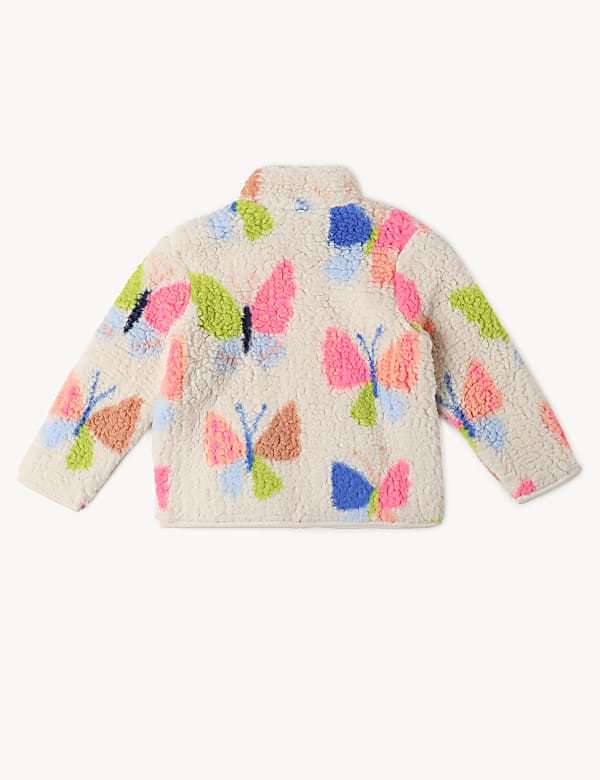 Printed Fleece Stand Collar Jacket