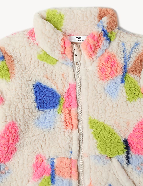 Printed Fleece Stand Collar Jacket