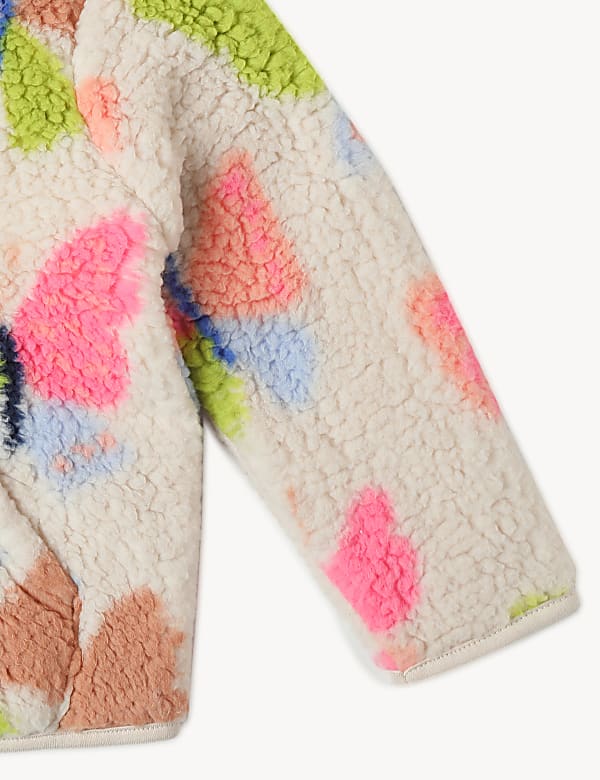 Printed Fleece Stand Collar Jacket