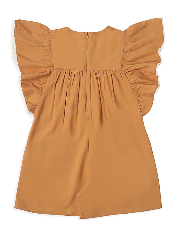 Pure Viscose Plain Round Neck Jumpsuit