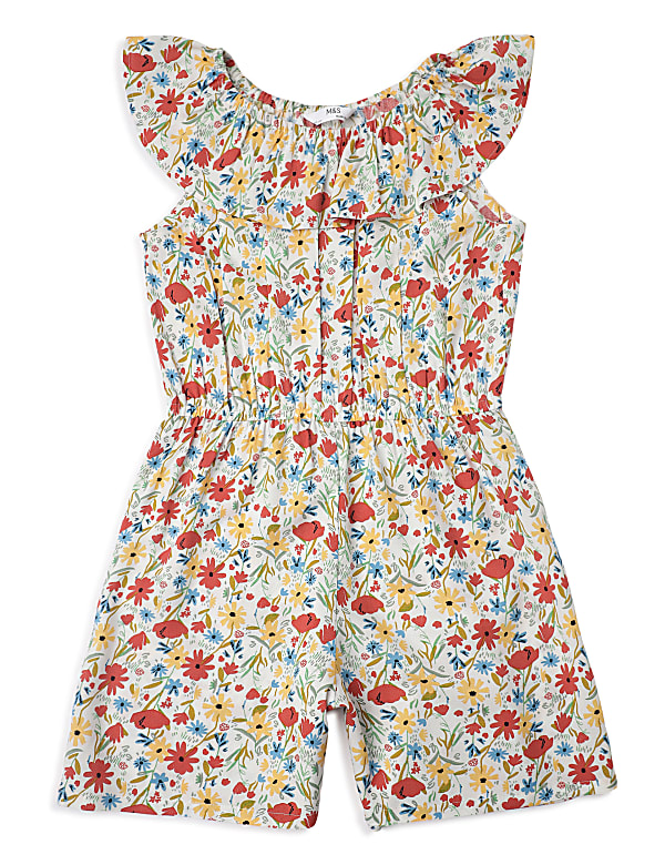 Pure Viscose Floral Round Neck Jumpsuit