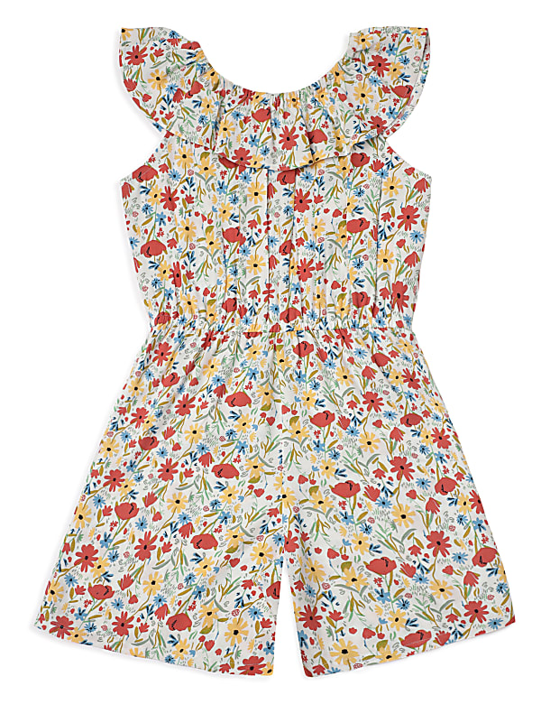 Pure Viscose Floral Round Neck Jumpsuit
