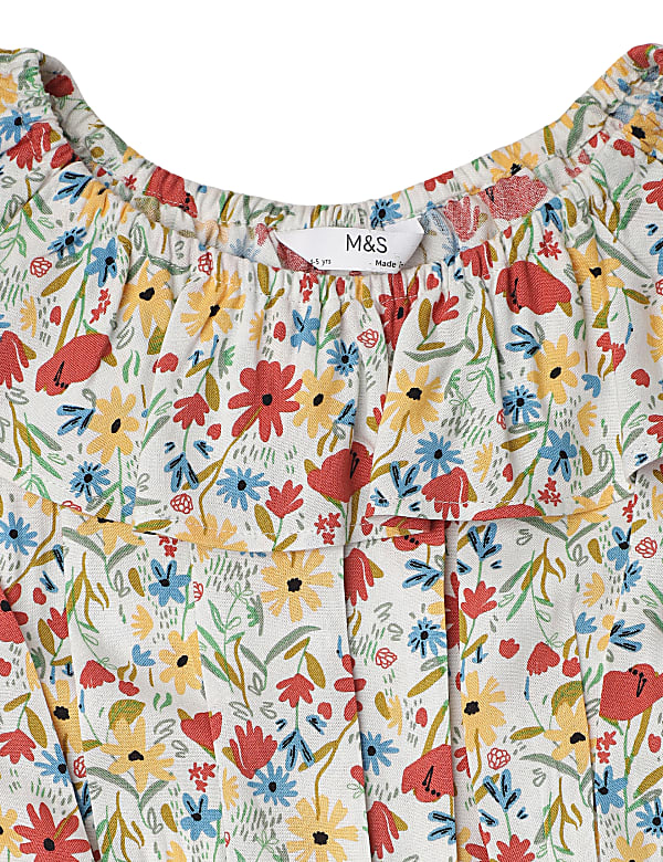 Pure Viscose Floral Round Neck Jumpsuit