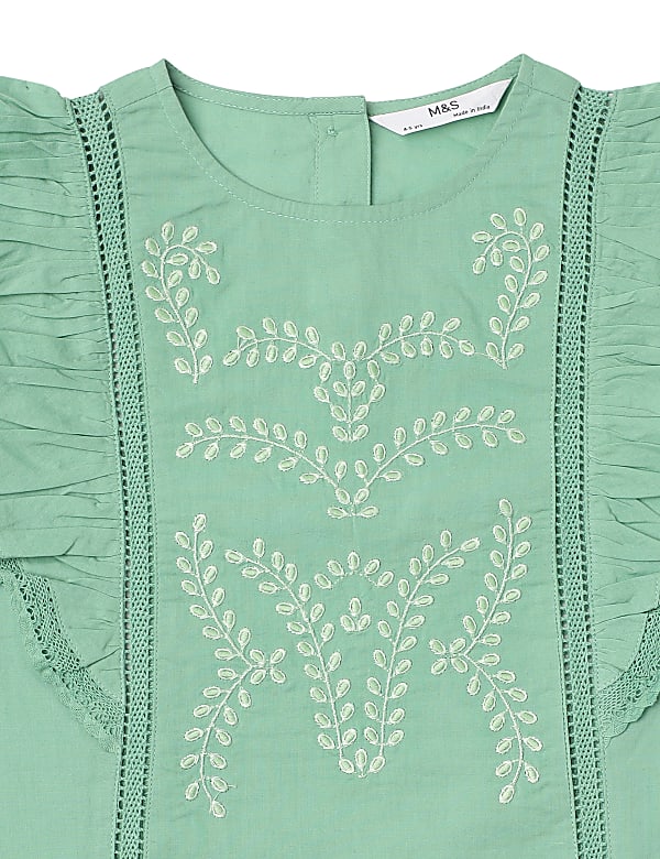 Pure Cotton Embroidered Round Neck Top