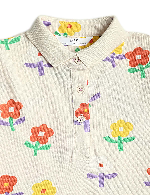 Pure Cotton Printed Polo Collar Dress