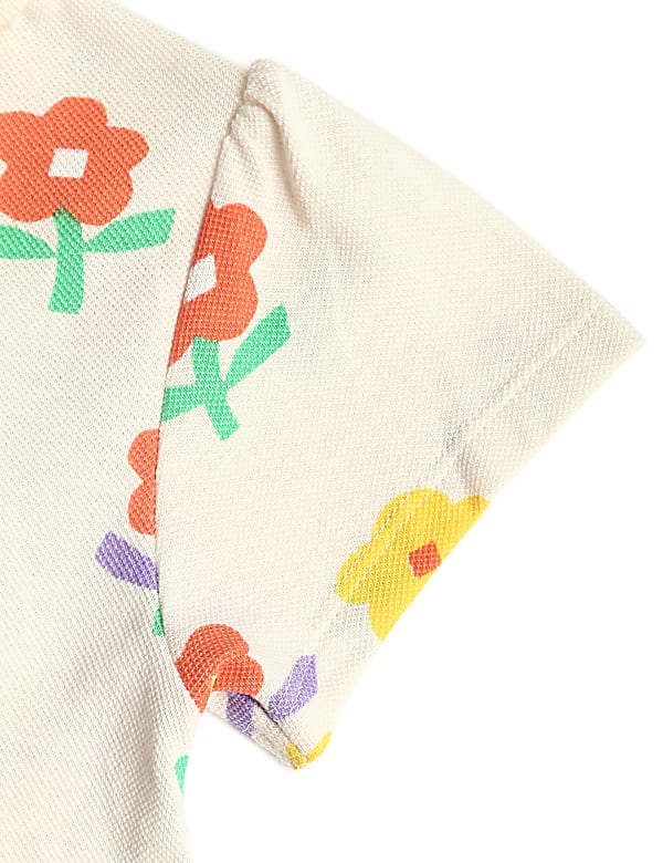 Pure Cotton Printed Polo Collar Dress