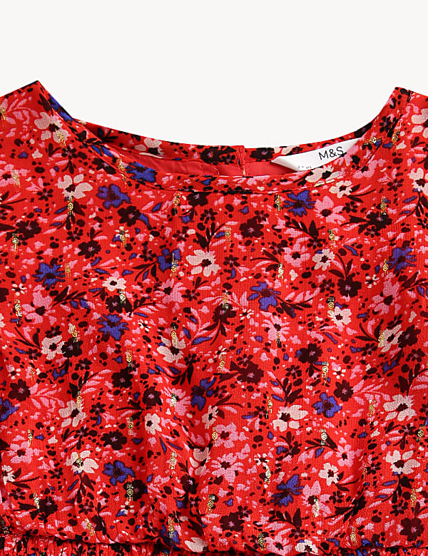 Viscose Mix Floral Print Knee Length Dress