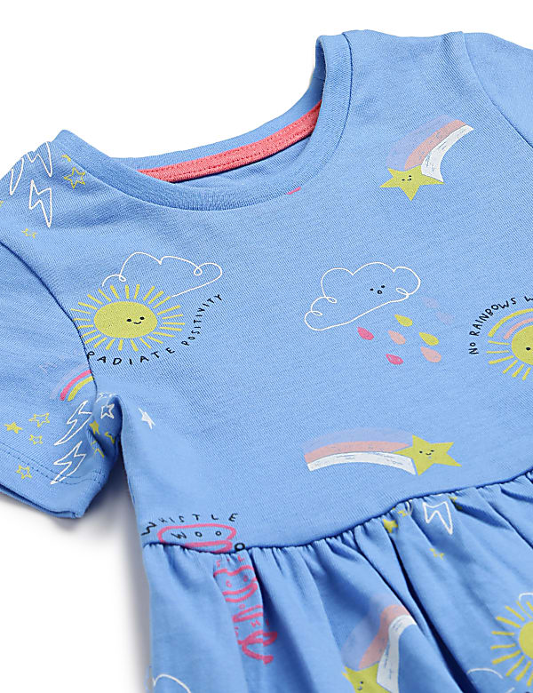 Pure Cotton Printed Crew Neck Dress