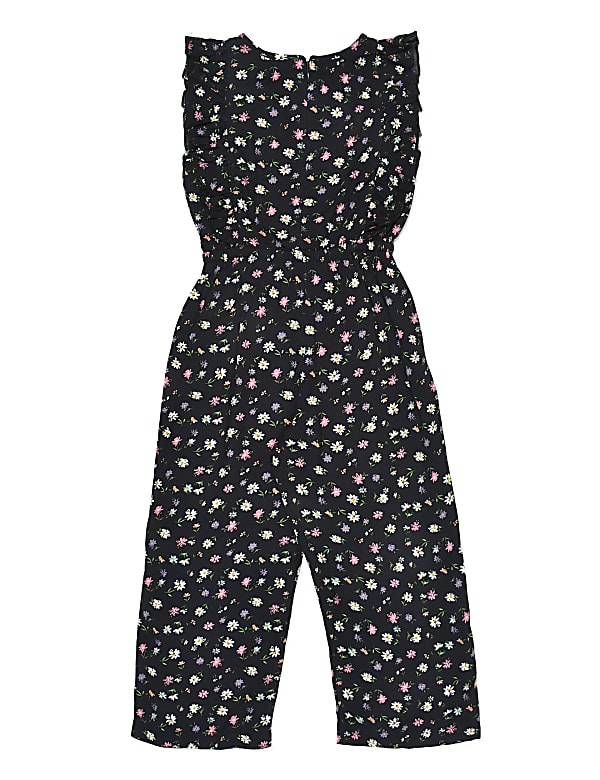 Pure Viscose Floral Round Neck Jumpsuit