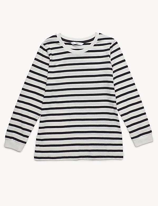 Pure Cotton Stripes Round Neck Pyjama Set