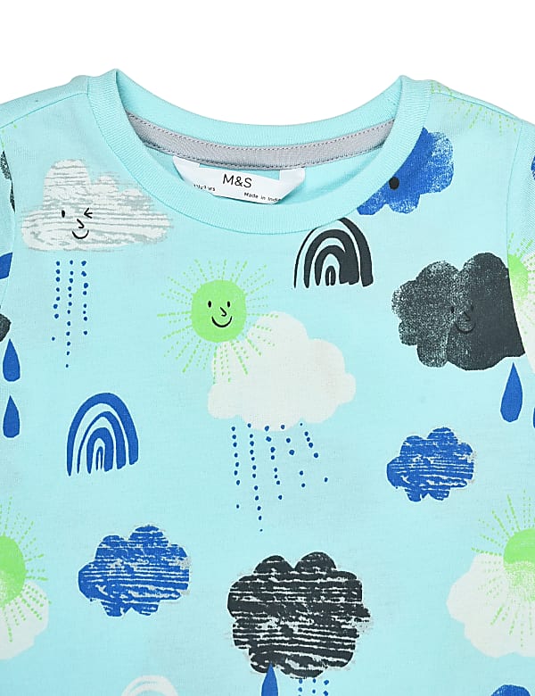 Pure Cotton Printed Round Neck Pyjama Set