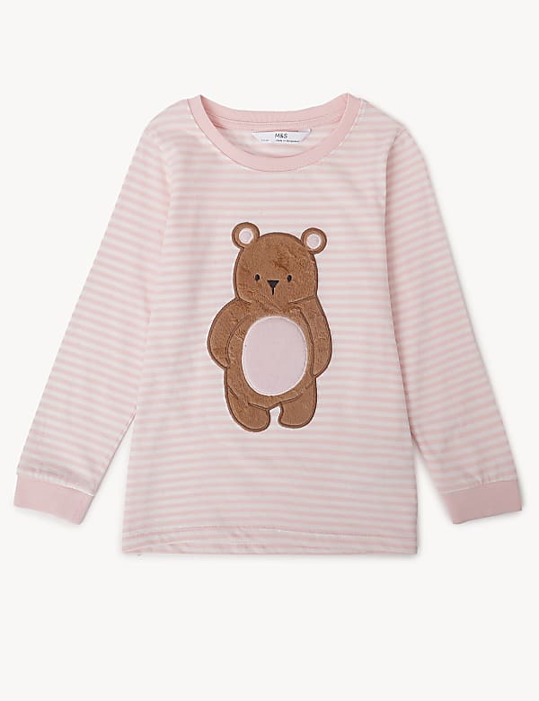 Pack of 2 Pure Cotton Ribbed Pajama Set