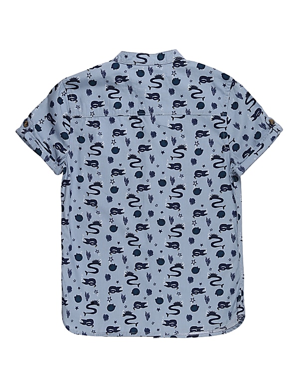 Pure Cotton Printed Mandarin Collar Shirts