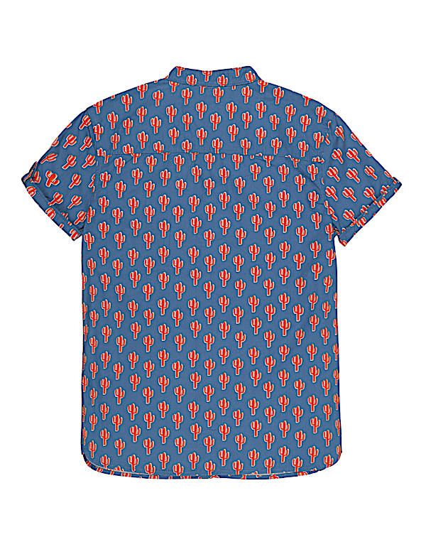 Pure Cotton Printed Mandarin Collar Shirt