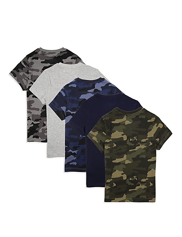 Pack of 5 Pure Cotton Crew Neck T-shirt