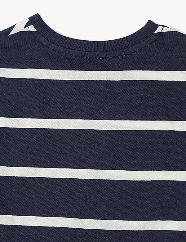 Cotton Mix Stripes Round Neck T-Shirt